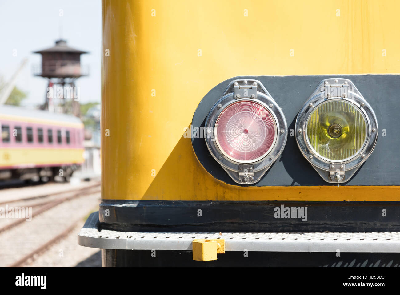 Closeup of a train headlight shining, vintage train Stock Photo Alamy