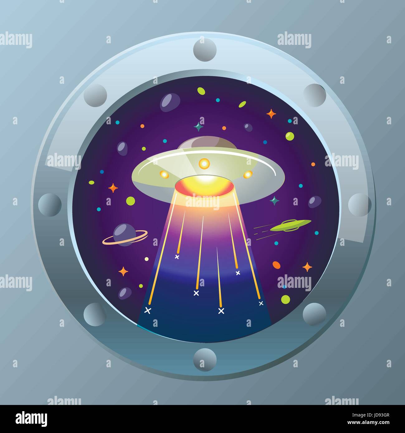 Cartoon ufo in starry Stock Vector Images - Alamy