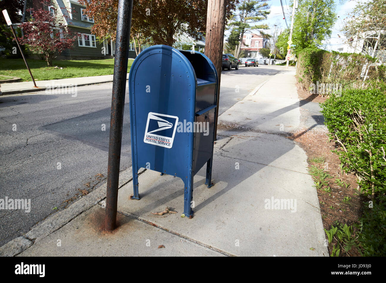 united states postal service mailbox on residential street dorchester Boston USA Stock Photo