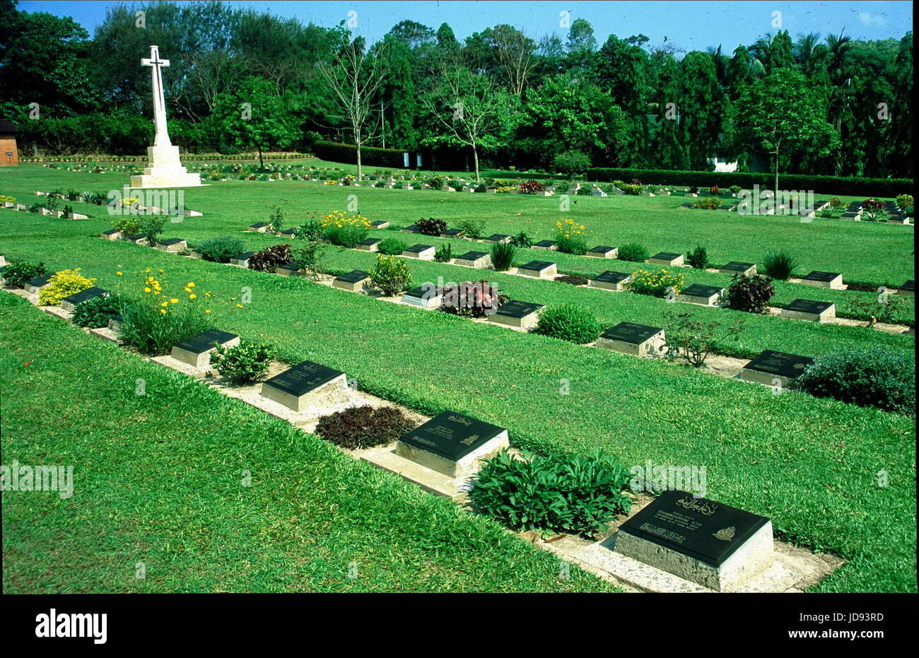 historical war cemetry of 2nd world war at chittagong bangladesh  where seen many grave yard with engraving names of warriors those were killed by the Stock Photo