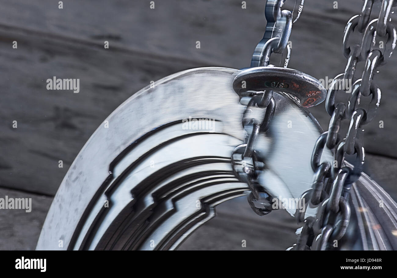 Chains Lifting Heavy Metal With Motion Blur Stock Photo Alamy