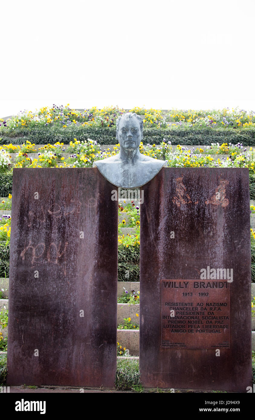 Statue Bust Of Willy Brandt On Avenida Do Marechal Gomes Da Costa