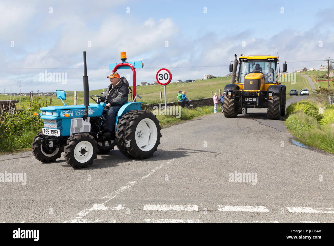 Tractors at Ness Isle of Lewis Western Isles Outer Hebrides Scotland United Kingdom. Stock Photo
