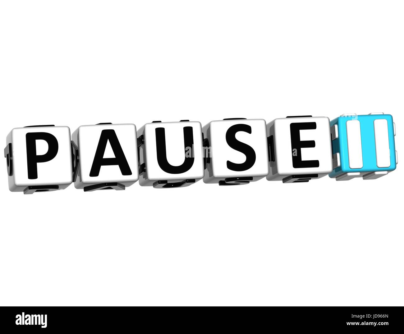 3D Pause Navigation Button cube text over white background Stock Photo ...