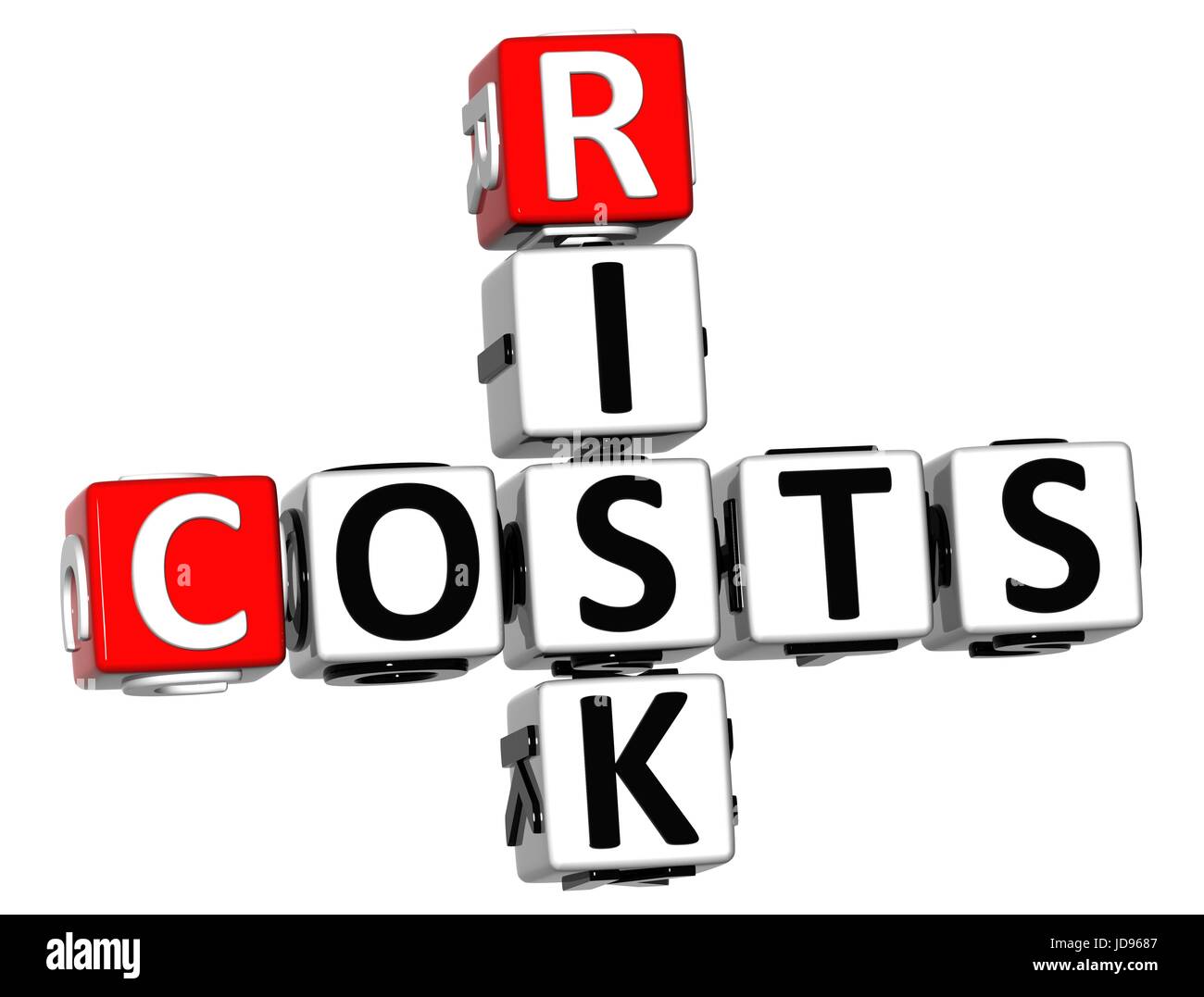 3D Costs Risk Crossword cube words on white background Stock Photo Alamy
