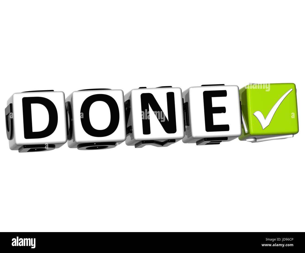 3D Done Button Click Here Block Text over white background Stock Photo ...