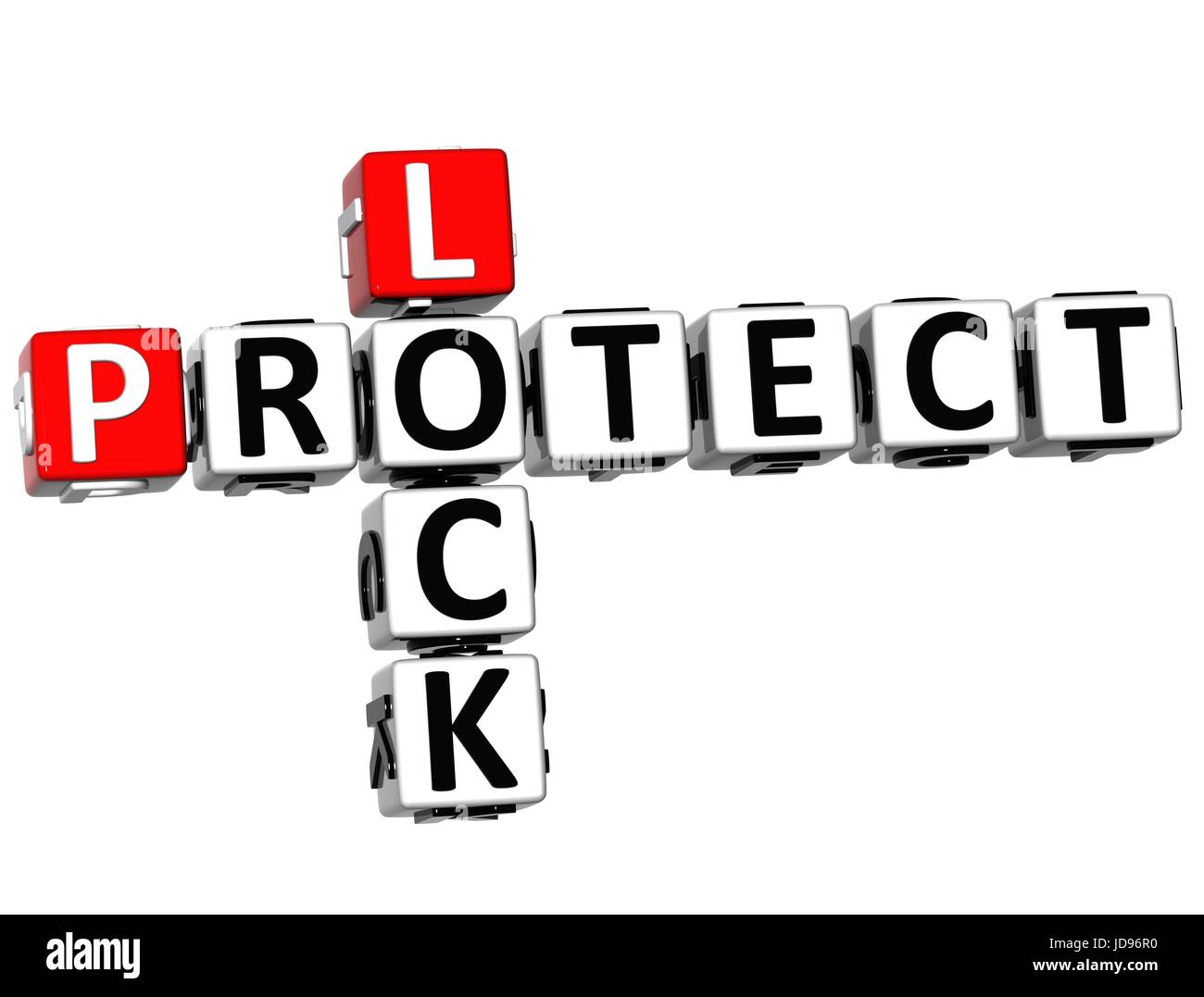 3D Protect Lock Crossword over white background Stock Photo - Alamy