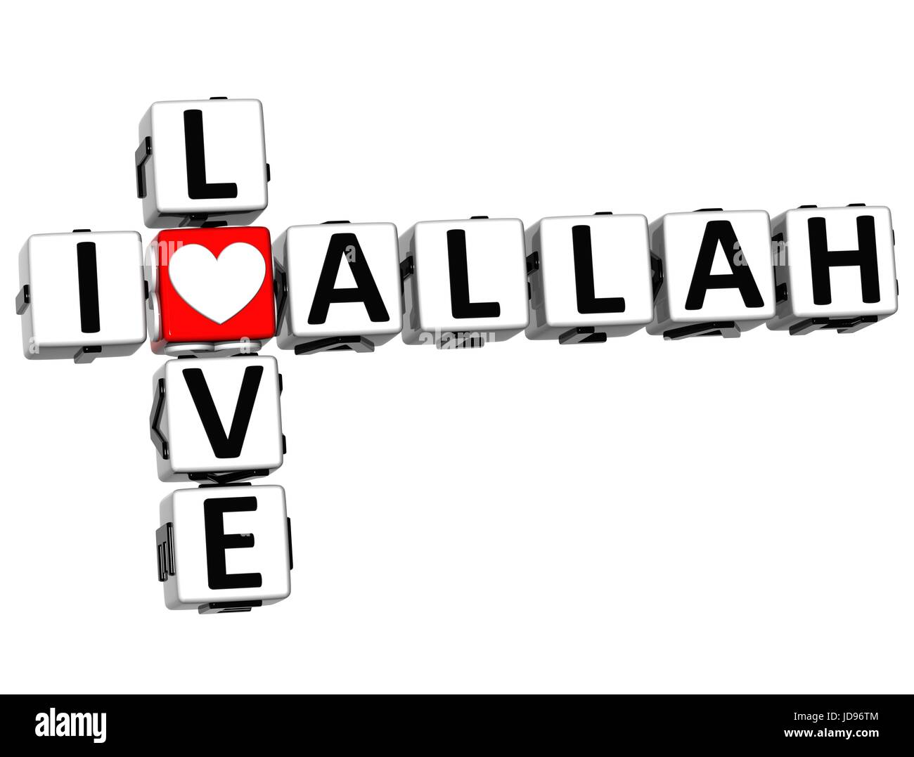 3D I Love Allah Crossword on white background Stock Photo - Alamy
