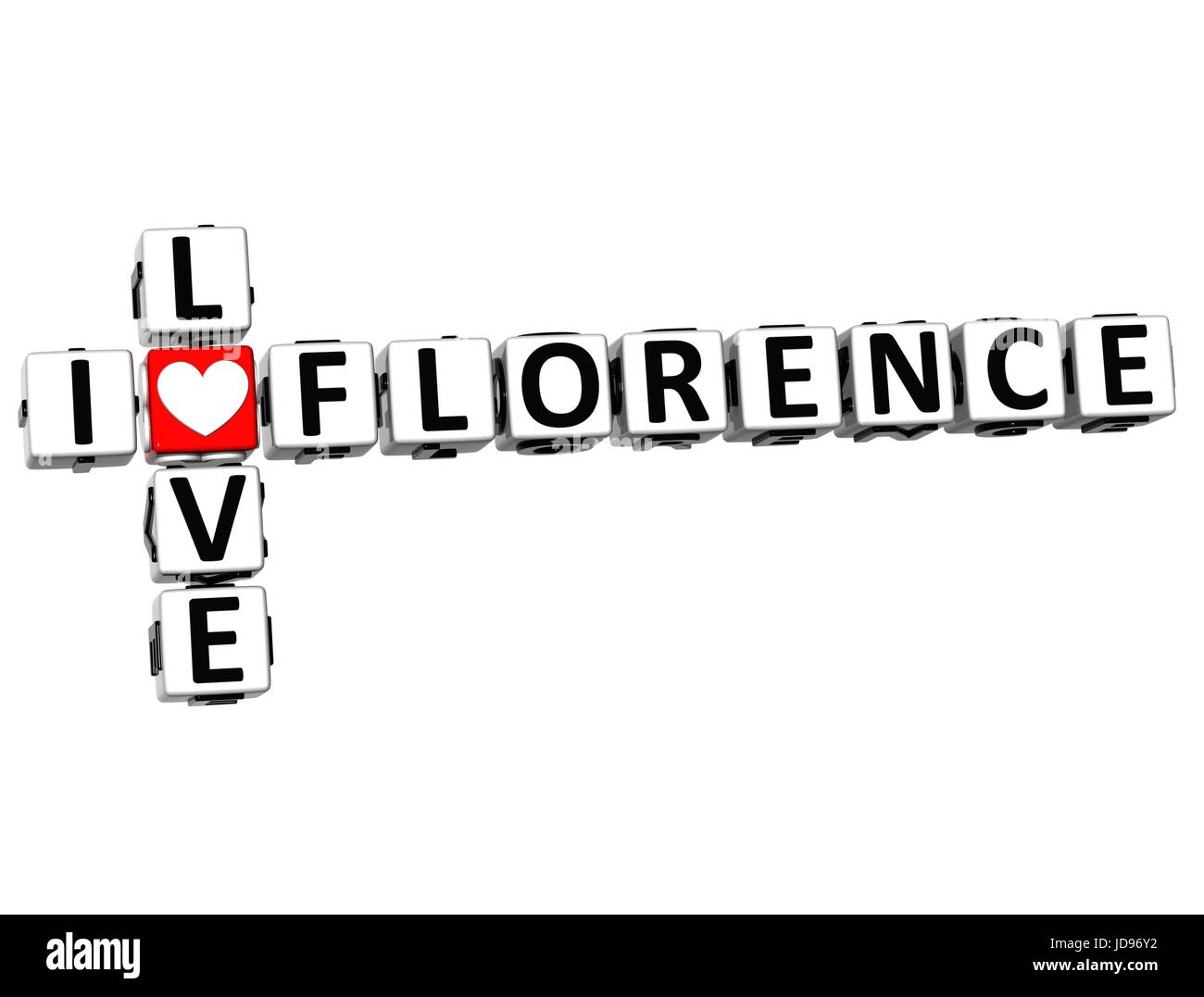 3D I Love Florence Crossword on white background Stock Photo Alamy