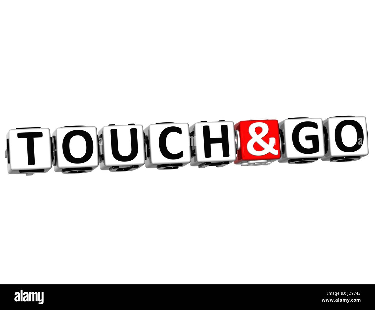 3D Touch And Go Button Click Here Block Text over white background