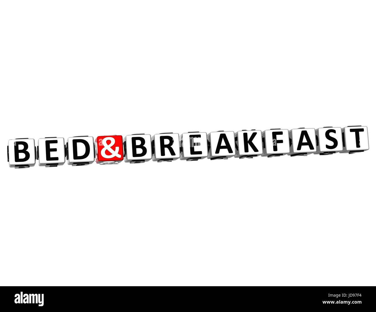 3D Bed And Breakfast Button Click Here Block Text over white background ...