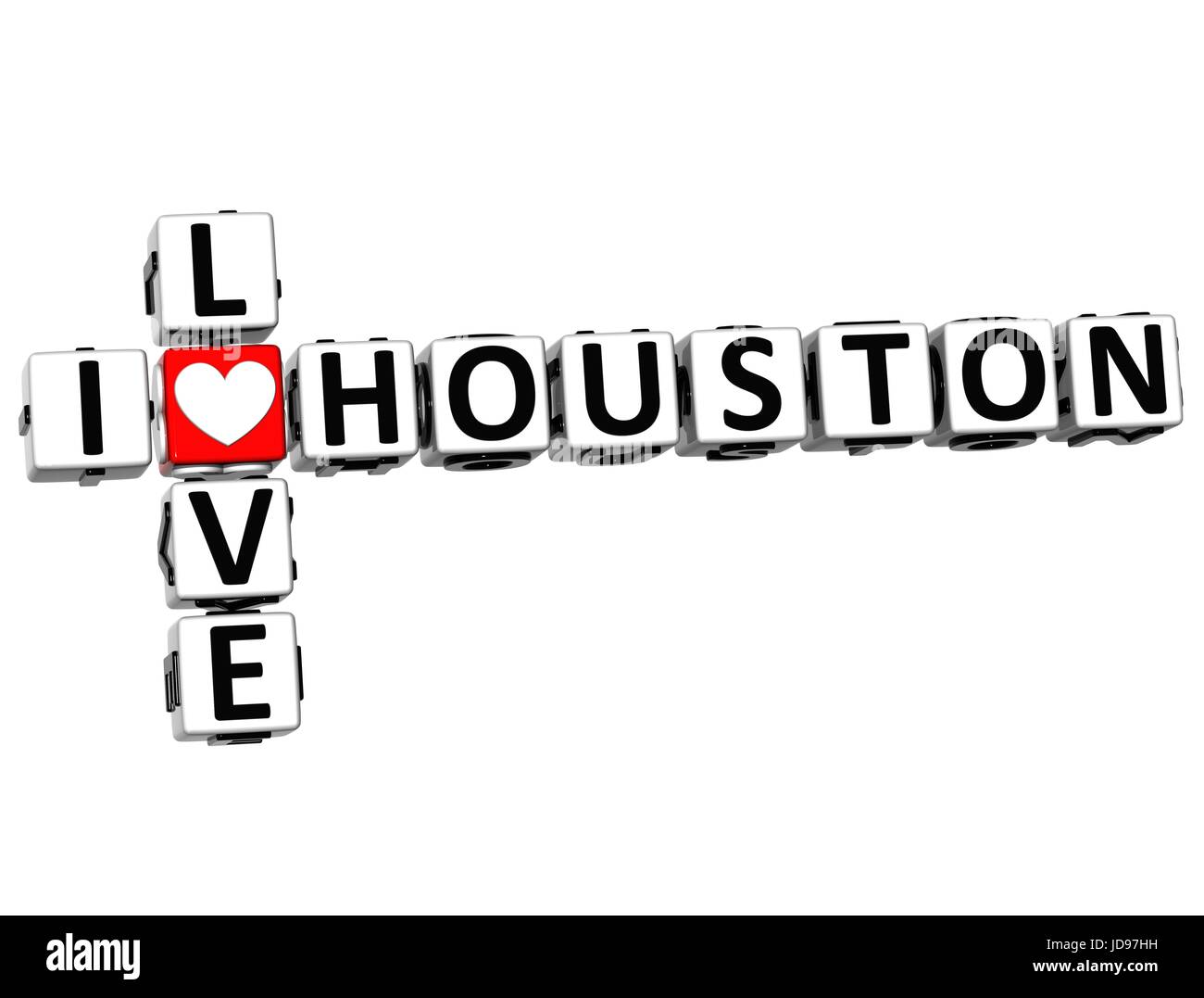 3D I Love Houston Crossword on white background Stock Photo Alamy