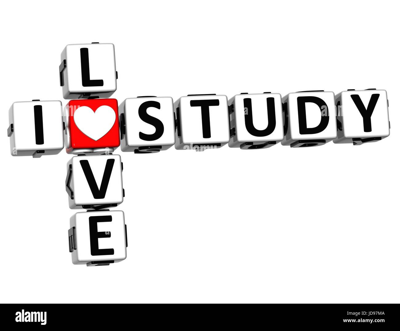 3D I Love Study Crossword on white background Stock Photo Alamy