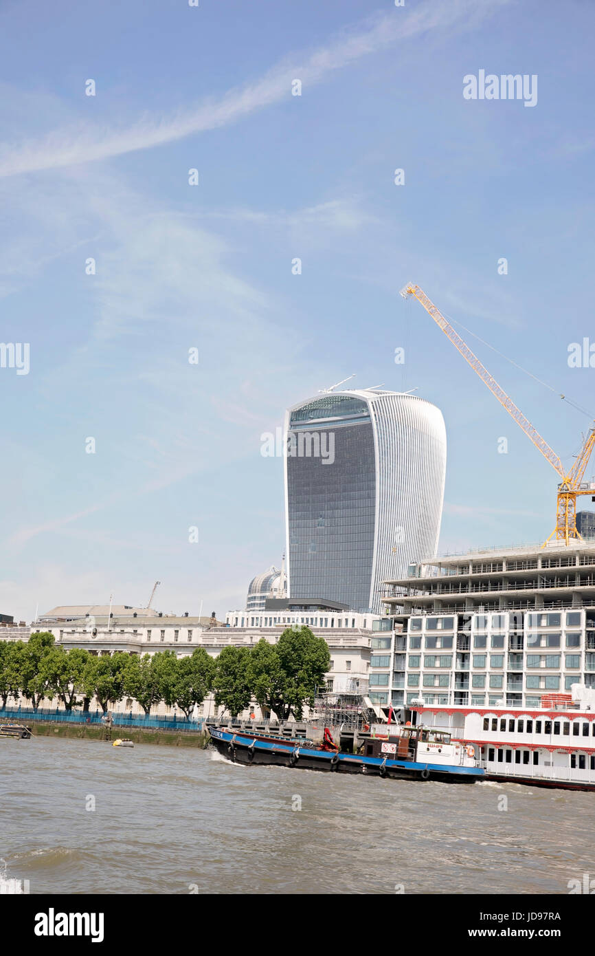 View of 20 Fenchurch Street from the River thames Stock Photo