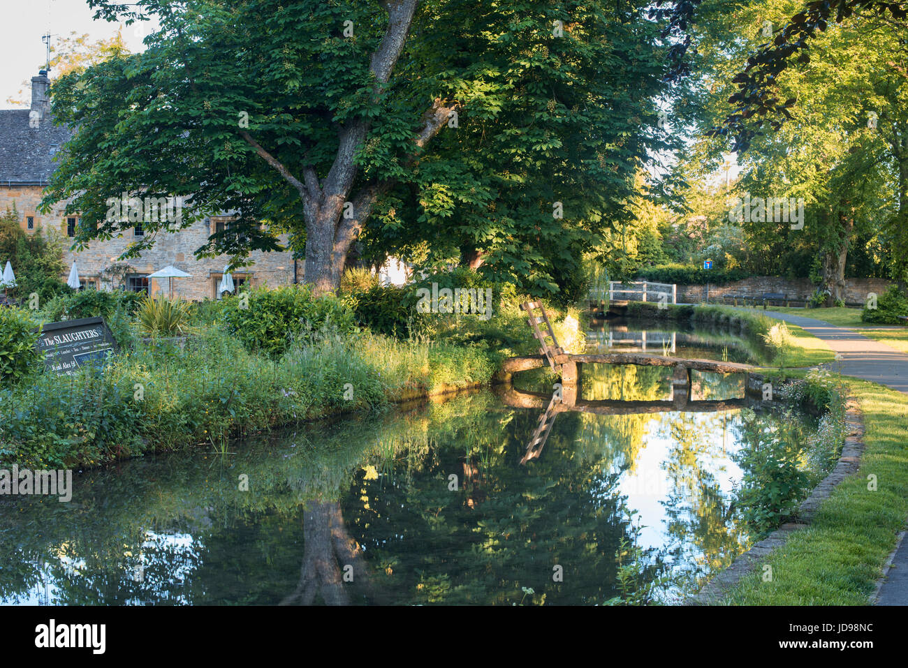 The slaughters country inn, river eye and reflections in Lower