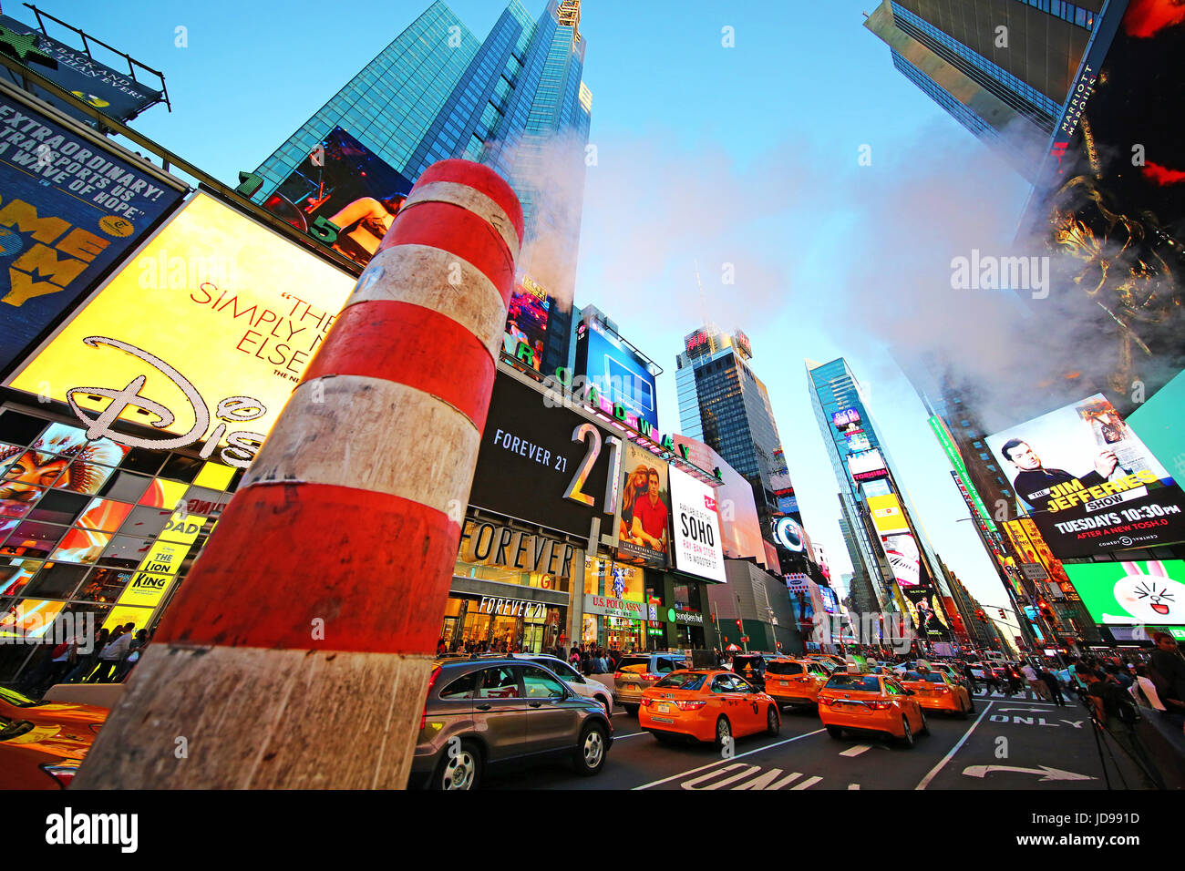 Steam vent in Times Square, New York City, New York, USA Stock Photo