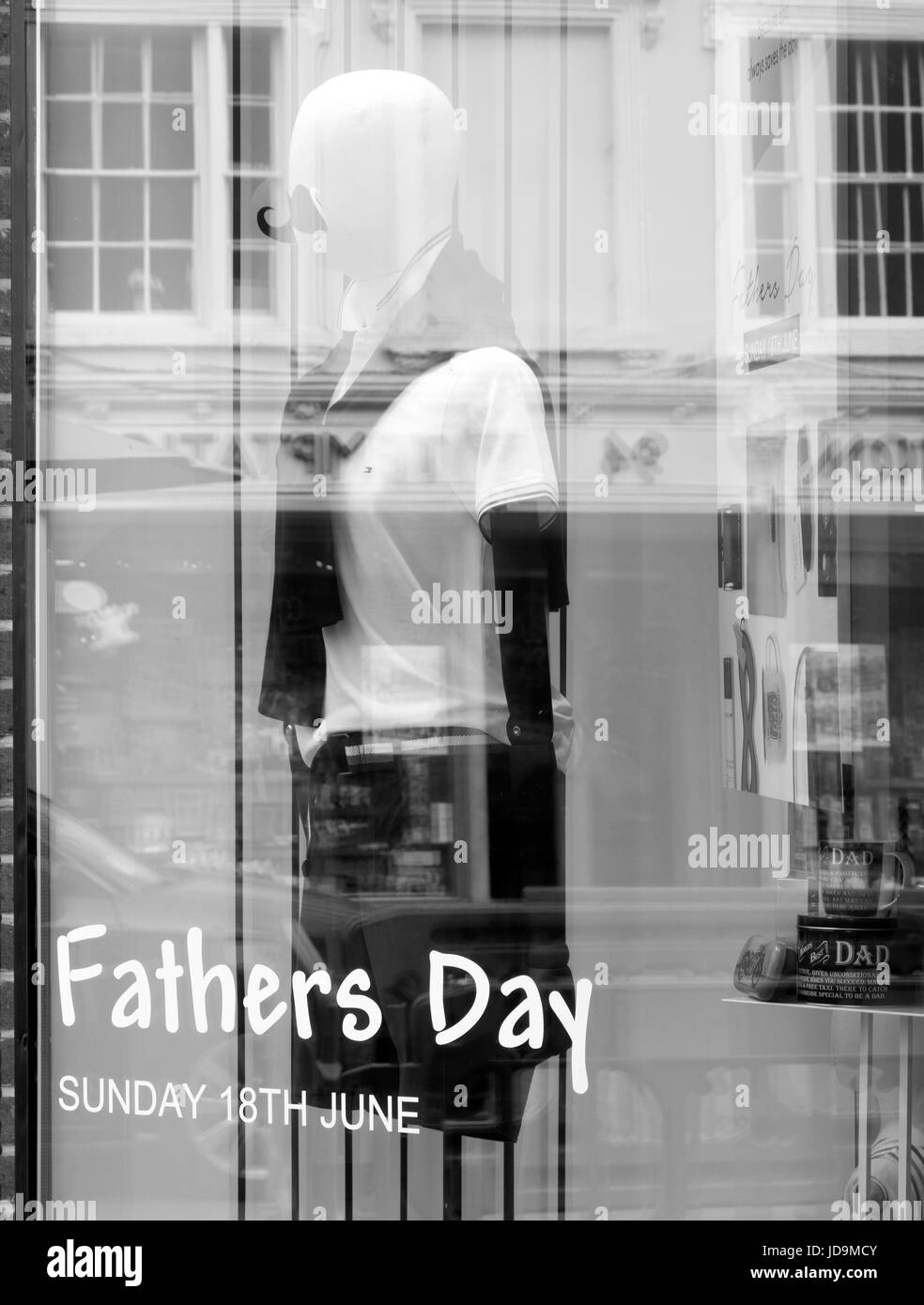 Fathers Day shopfront window display Stock Photo