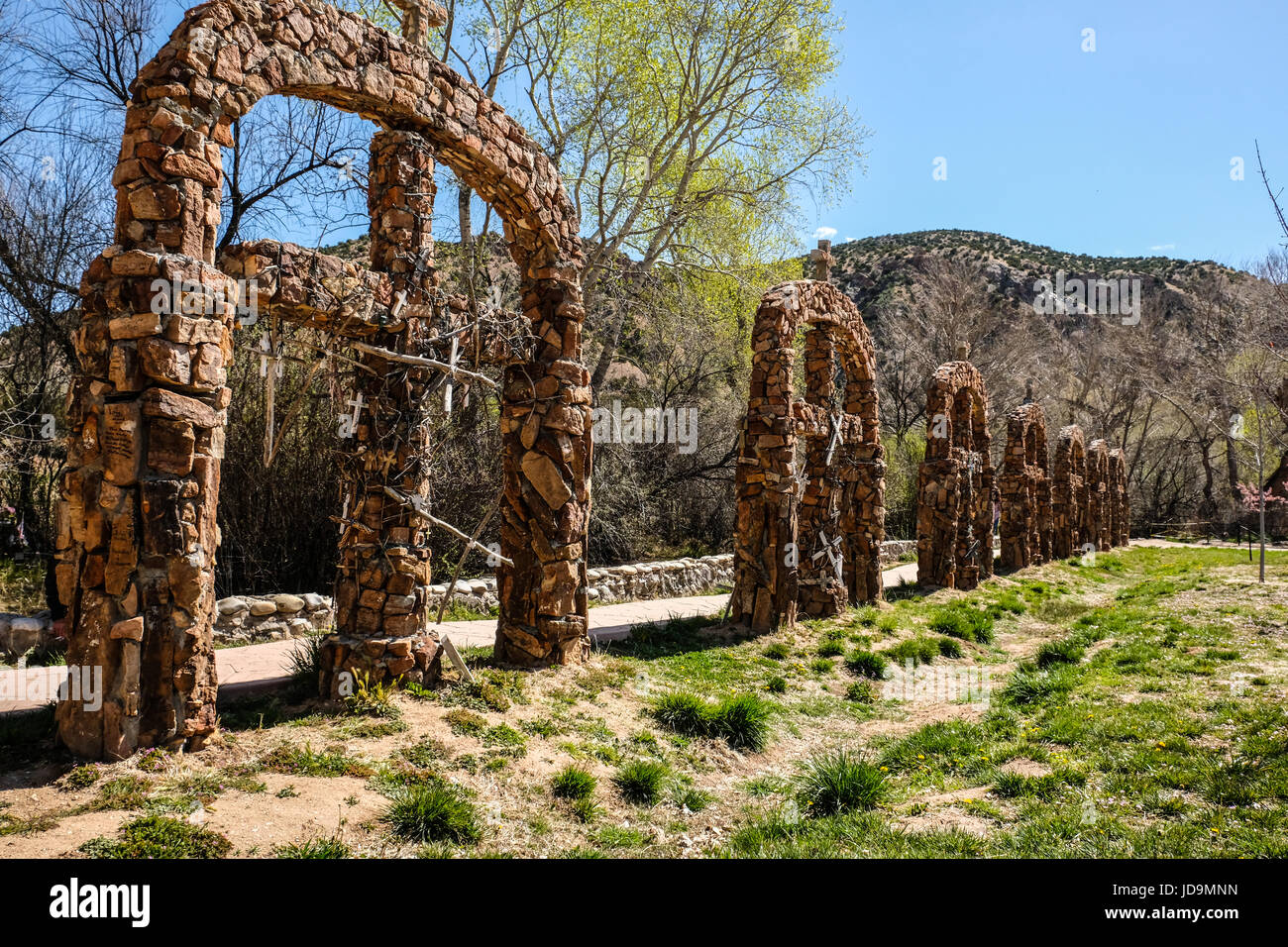 Stone crosses in Chimayo, New Mexico, USA Stock Photo