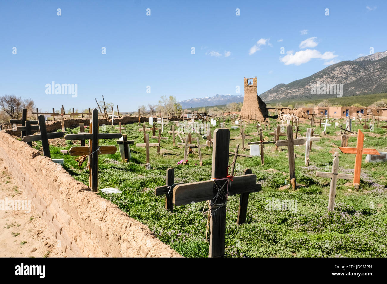 A Native American cemetery at Taos, New Mexico, United States Stock