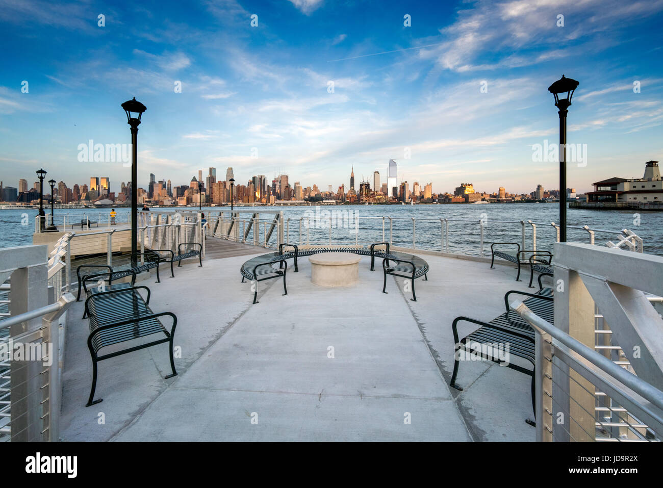 View of New York city from pier, New York, USA. 2016 urban city United States of America Stock Photo