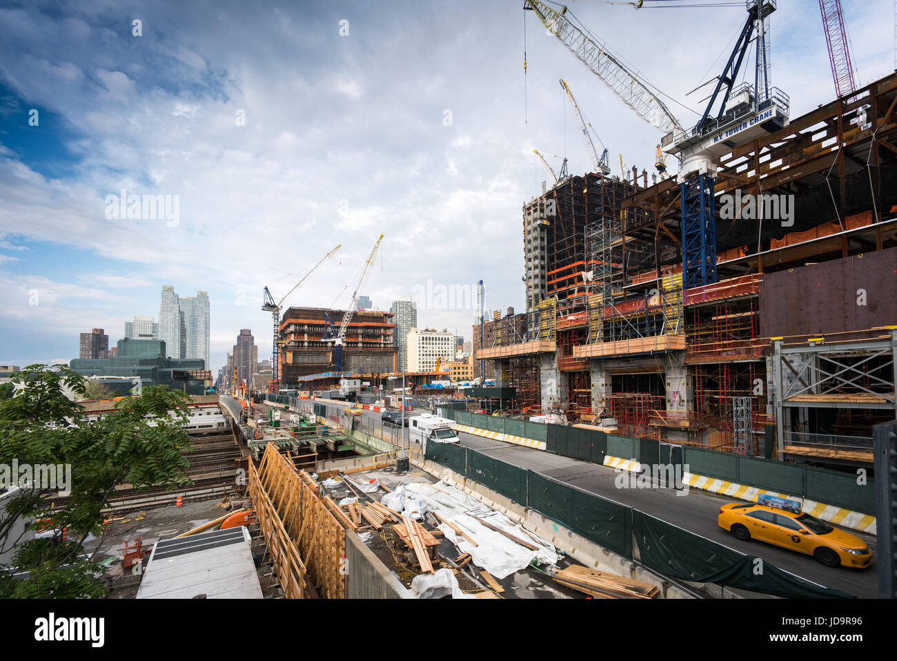 Construction site with incomplete buildings and cranes, New York, USA. 2016 urban city United States of America Stock Photo