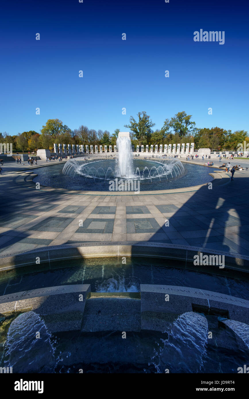 Public space water feature fountains agains blue sky, Washington DC, USA. washington capital usa 2016 fall Stock Photo