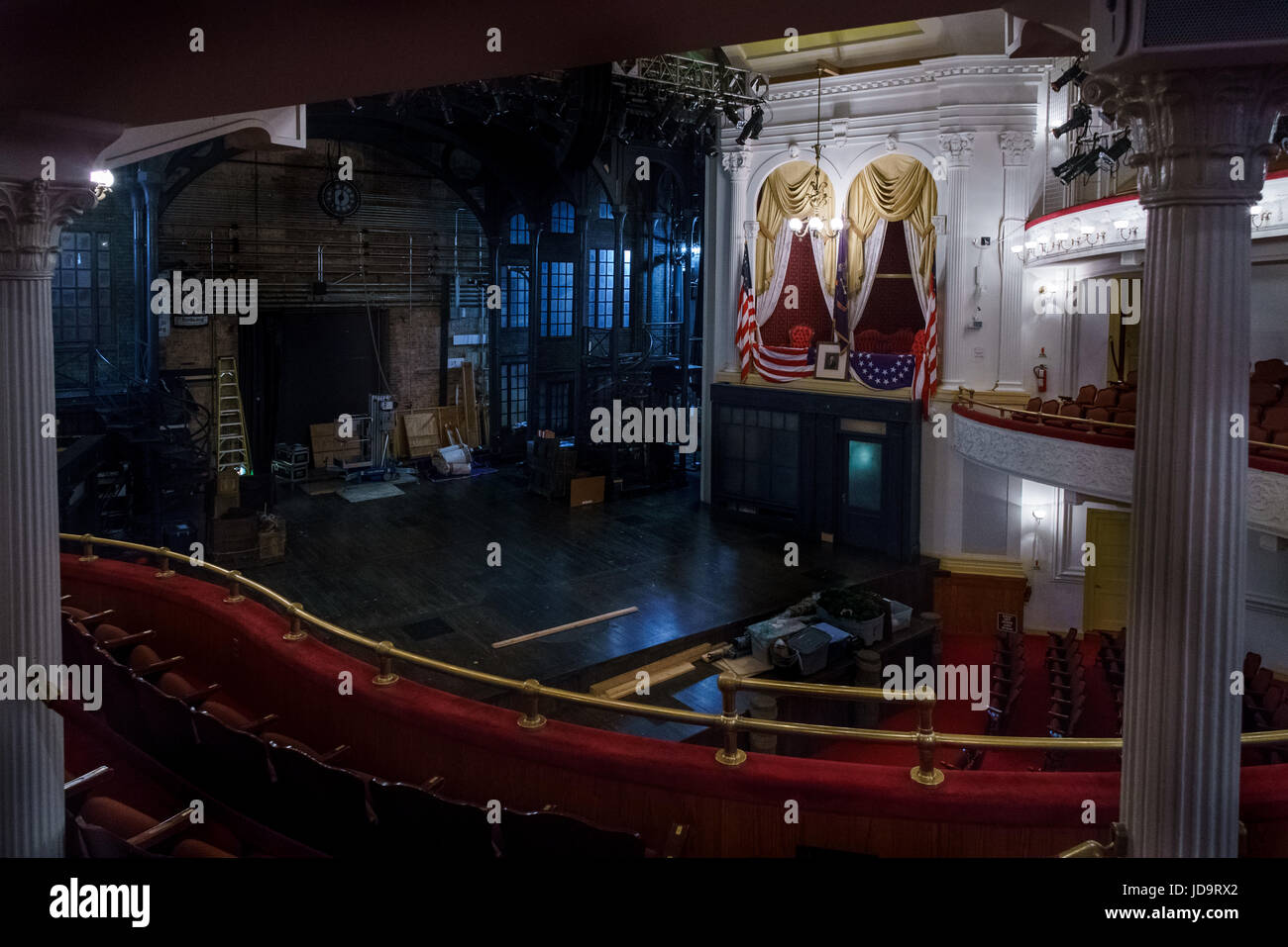 Interior view of stage area, Ford's Theatre, Washington DC, USA ...
