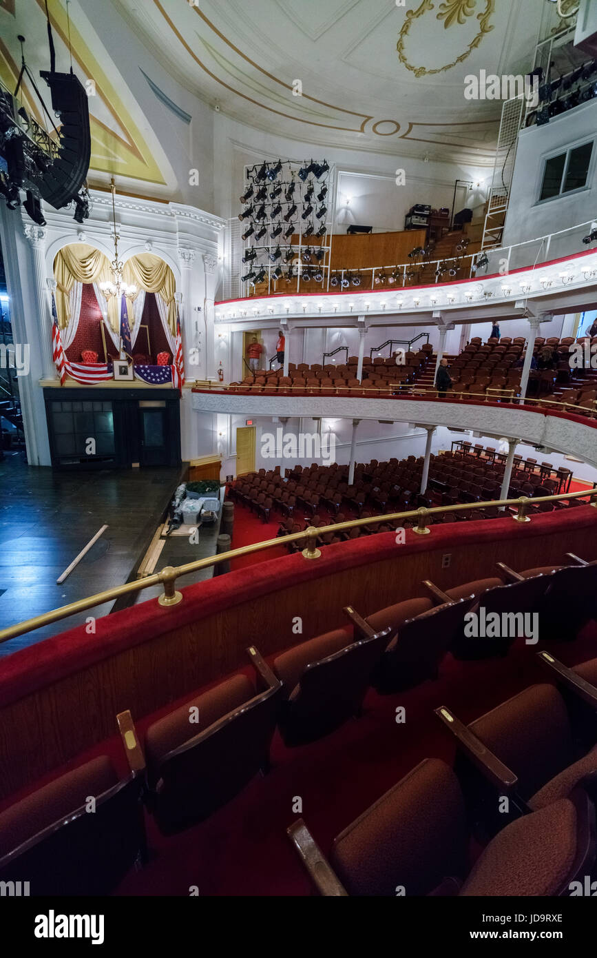 Interior view of stage area, Ford's Theatre, Washington DC, USA. washington capital usa 2016 fall Stock Photo