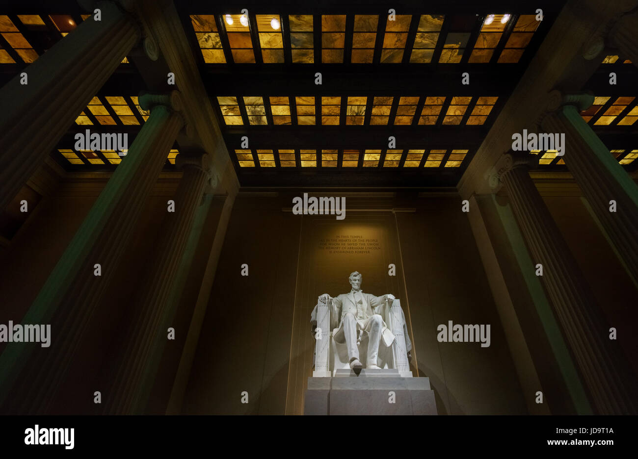 Interior view of the famous statue, Lincoln Memorial, Washington DC, USA. washington capital usa