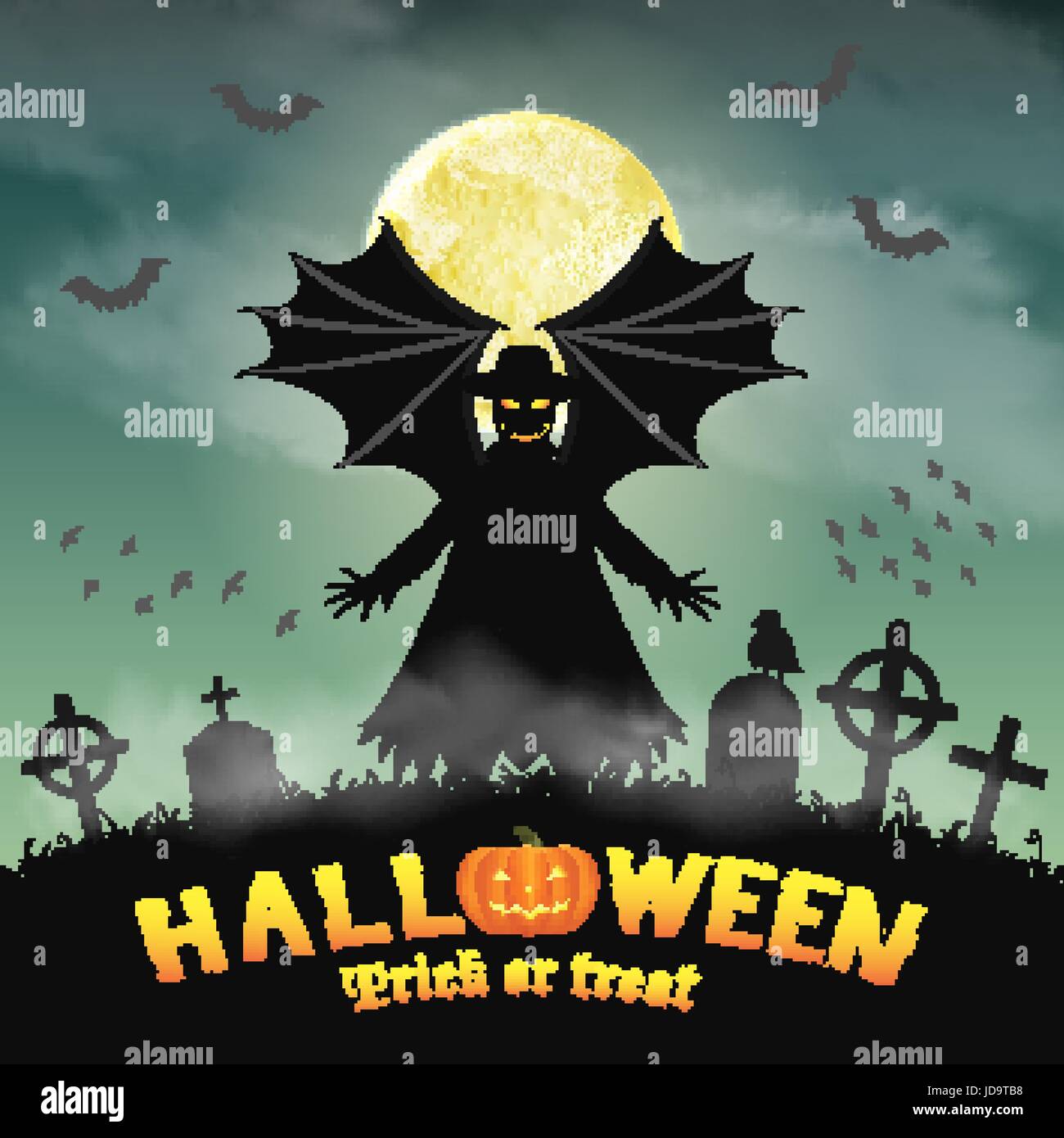 Halloween vampire in the night cemetery Stock Vector by ©stekloduv 85212316