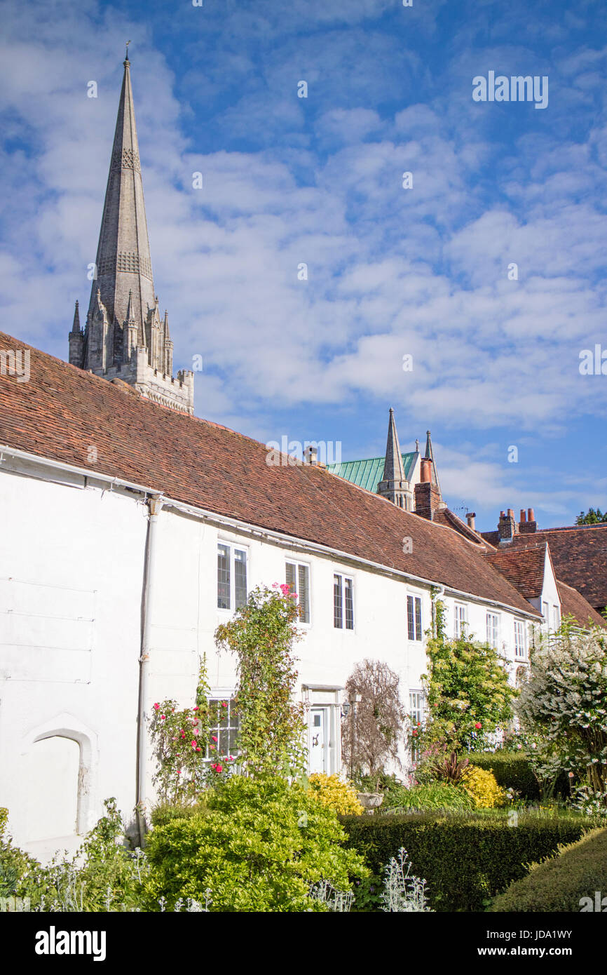 Vicars Close and Cathedral, Chichester, West Sussex, England, UK Stock Photo