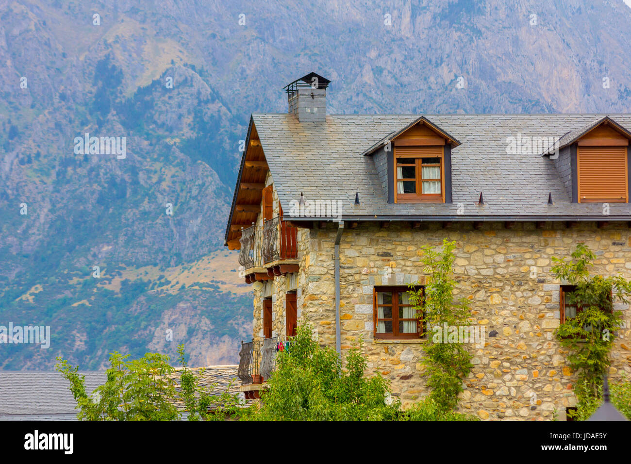 Mountain village of Torla Ordesa, Huesca, Spain Stock Photo