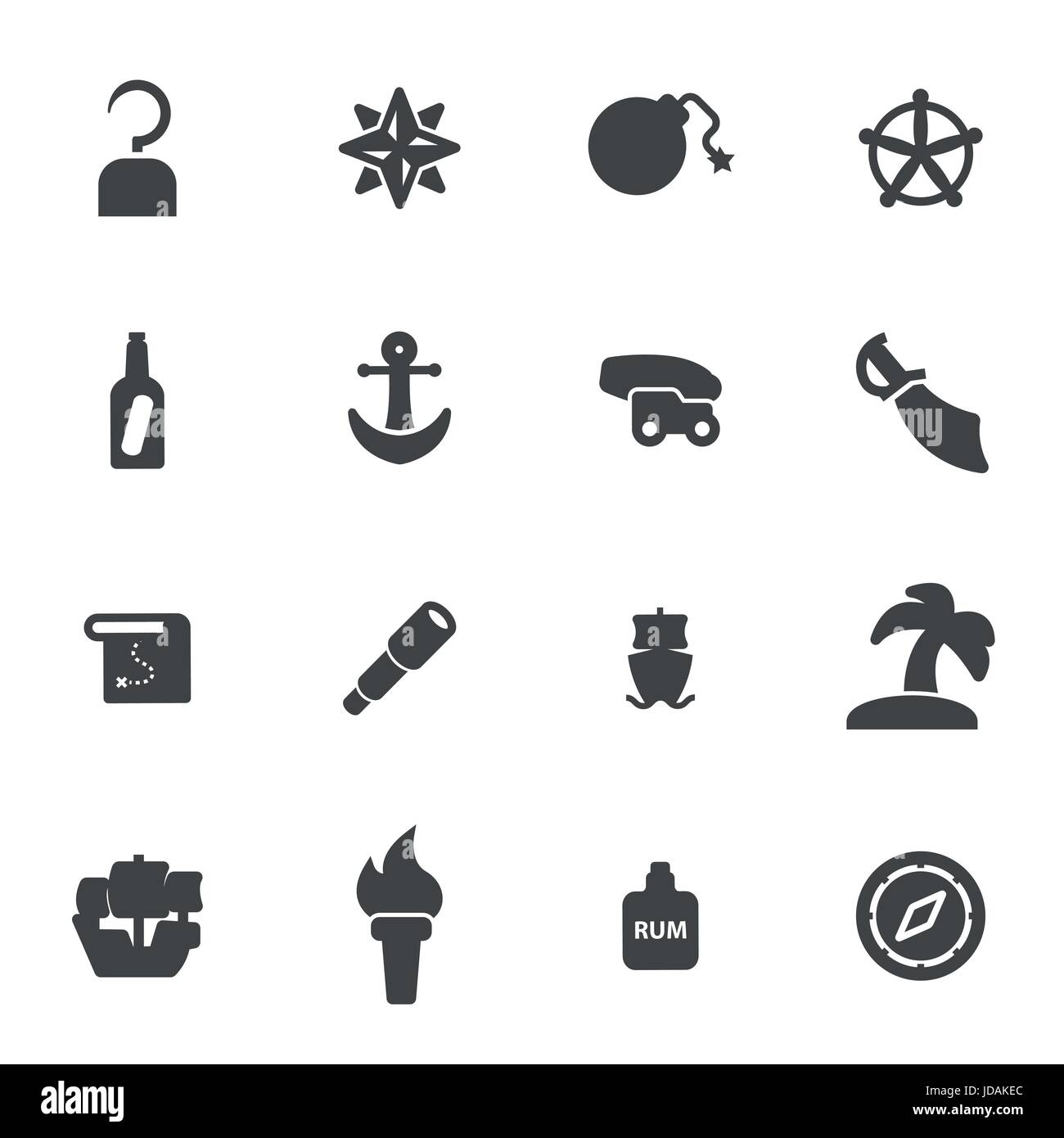 Vector black pirate icons set on white background Stock Vector Image ...