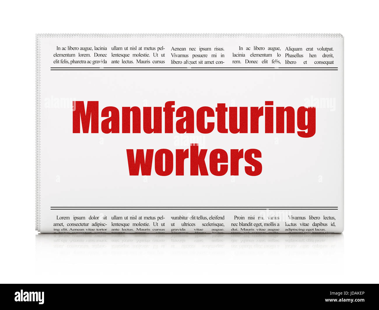 Manufacuring concept newspaper headline Manufacturing Workers Stock Photo Alamy