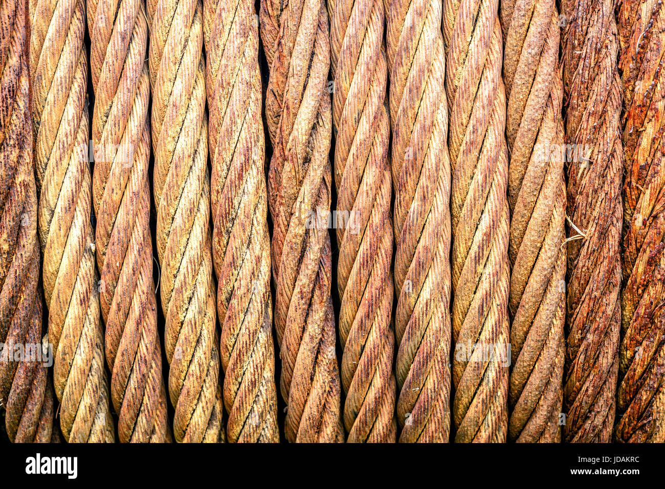 Macro image of an old rusted wire rope at an abandoned mine in Michigan Stock Photo