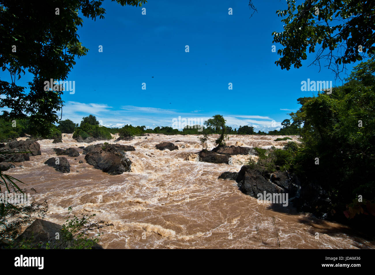 Khone Rivers Khone Phapheng water fall or mekong river in champasak southern of laos ...