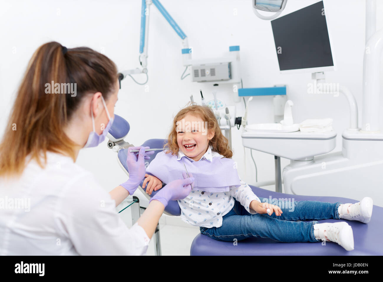 Smiling little patient at dentist Stock Photo