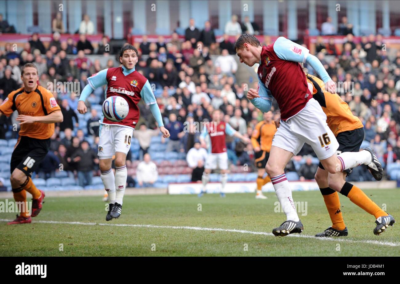 CHRIS MCCANN SCORES WITH HEAD BURNLEY V WOLVES TURF MOOR BURNLEY