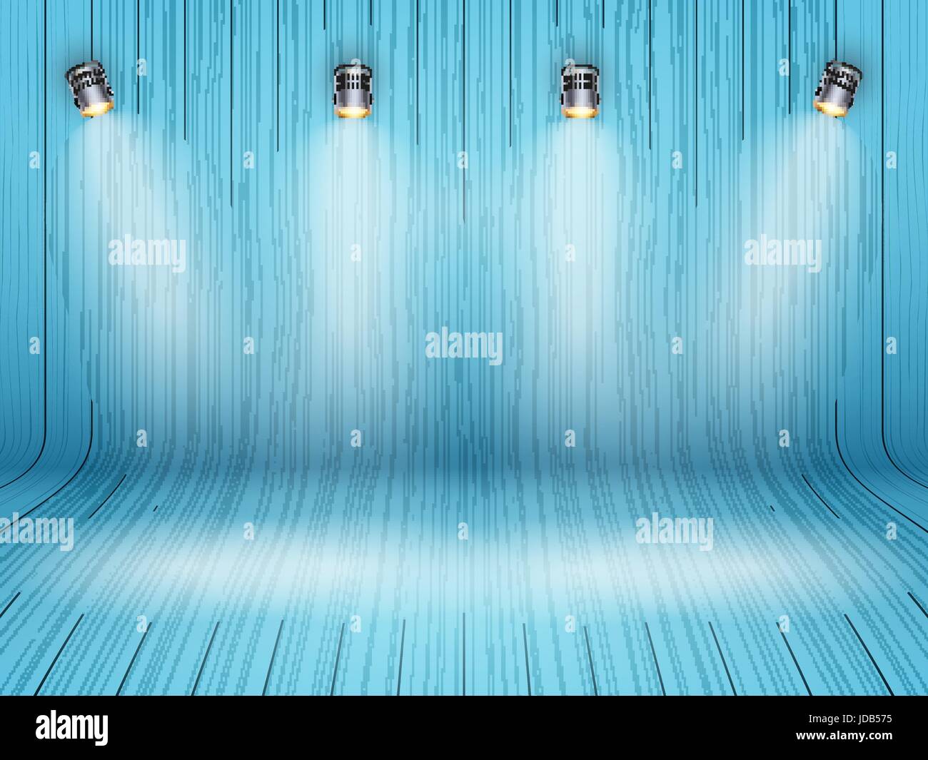 Curved wooden background with spotlights Stock Vector