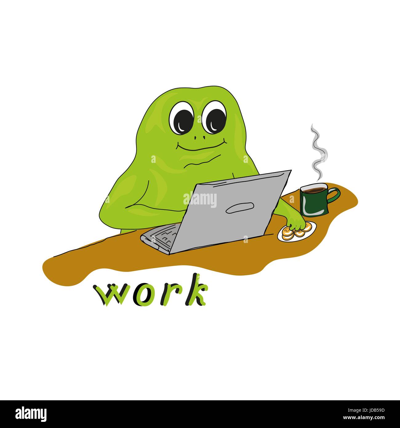 Vector illustration with working Mr. Frog Stock Vector