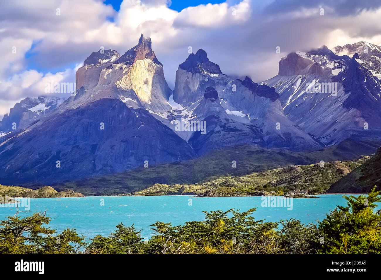 Stunning Cuernos Del Paine Peaks In Patagonia Southern Chile Stock