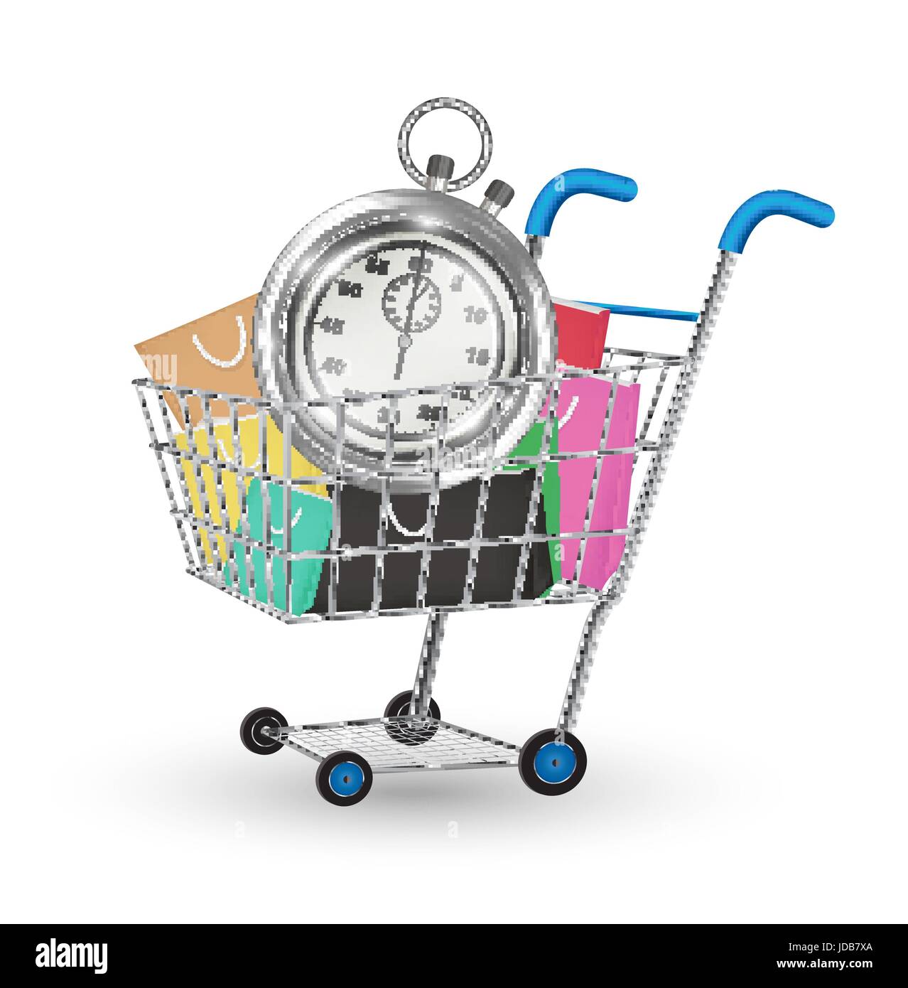 steel stopwatch and bag on a shopping cart Stock Vector Image & Art - Alamy