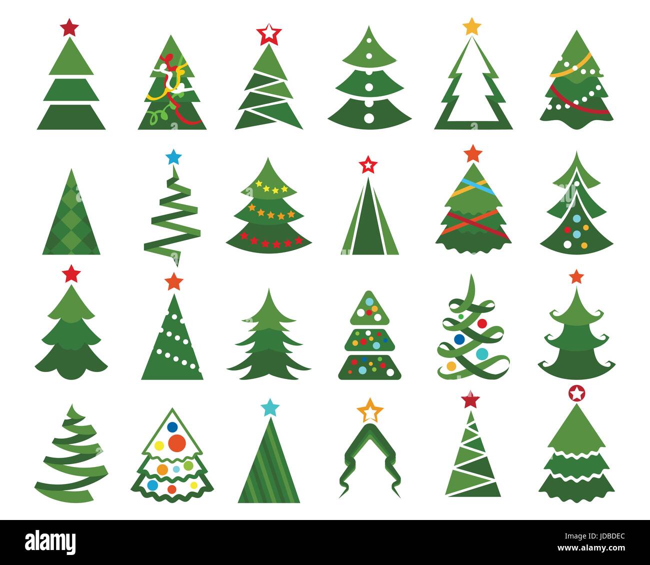 Christmas Tree Vector Set Cartoon Colored Illustration Of Happy Stock Vector Image Art Alamy