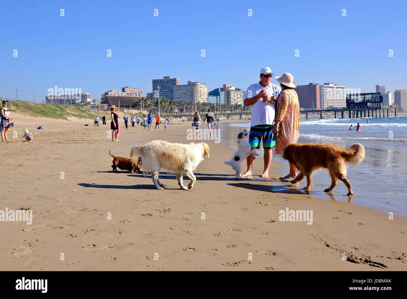 Durban South Africa. A family enjoying a day on the beach in the warm