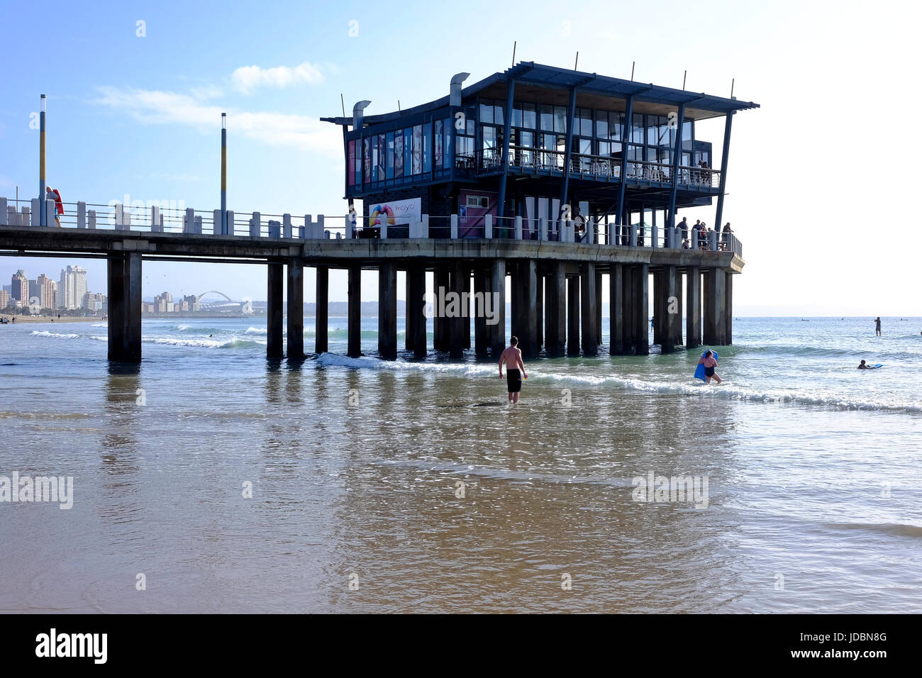 Durban South Africa. Moyo Restaurant on the Ushaka beach pier along the Durban beachfront. Stock Photo