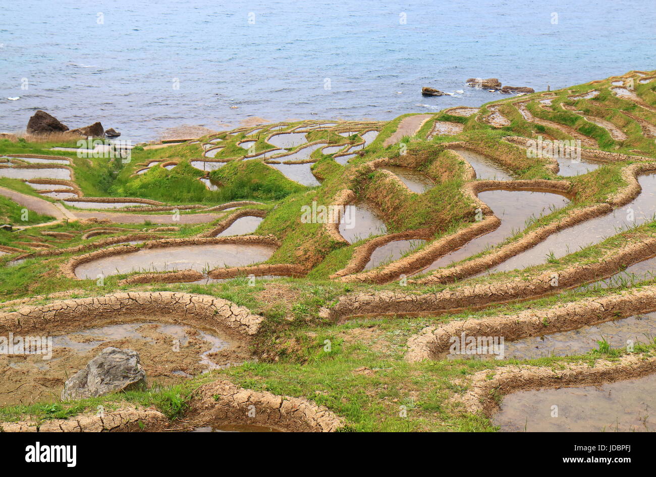 Senmaida Rice paddy terrace Wajima Ishikawa Japan. Senmaida is the valley of 1,000 rice paddies in Wajima Japan. Stock Photo