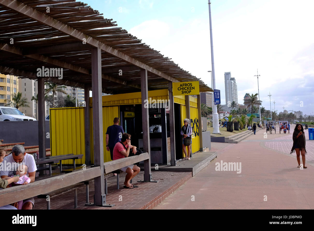 A reconditioned shipping container houses AFROS a fast food outlet on the Golden Mile Durban