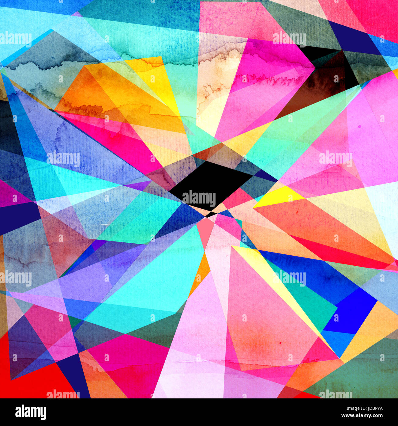 Abstract colorful watercolor background with different geometric ...