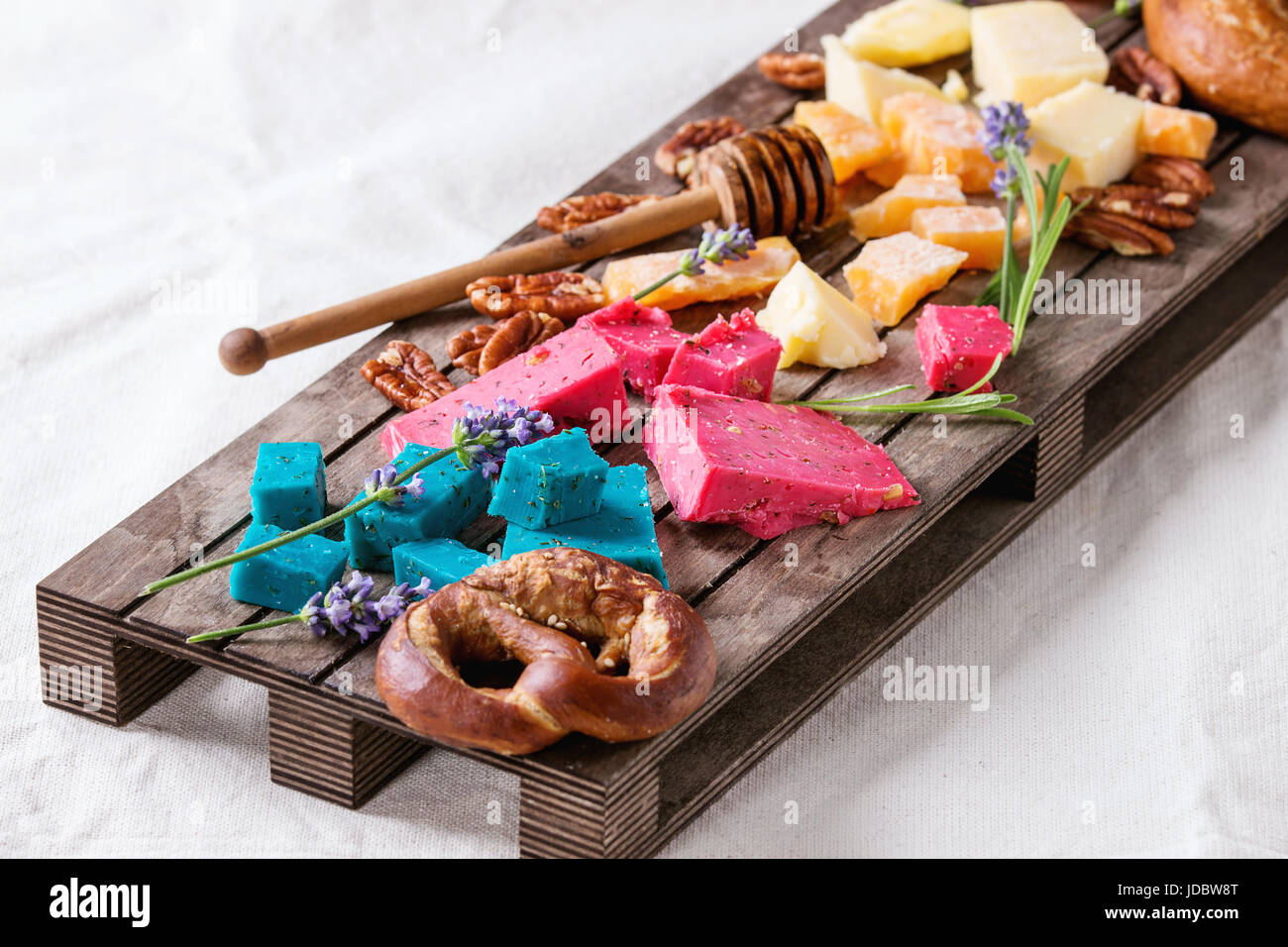 Variety of colorful holland cheese Stock Photo