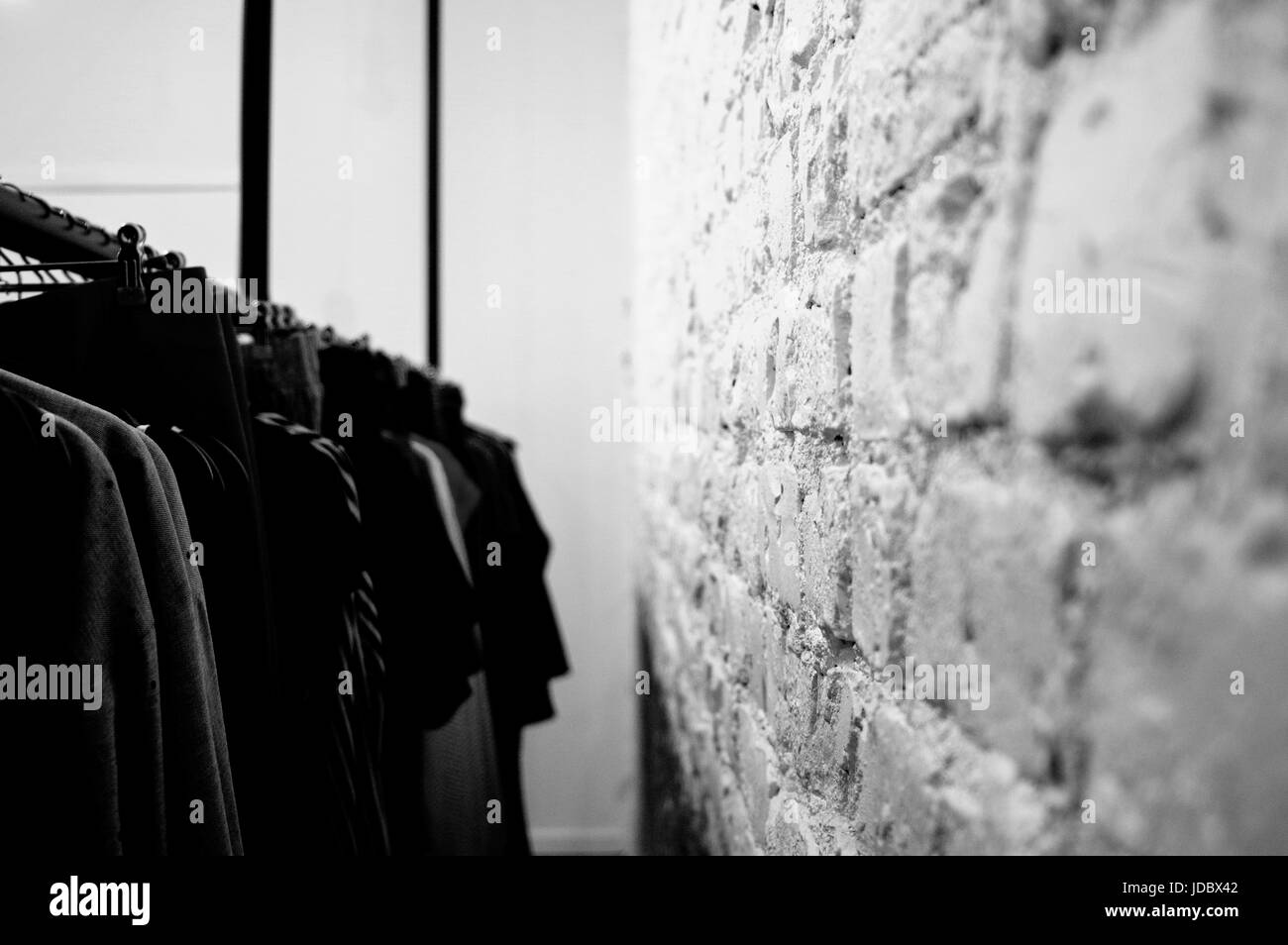 Clothing store scene Black and White Stock Photos & Images - Alamy